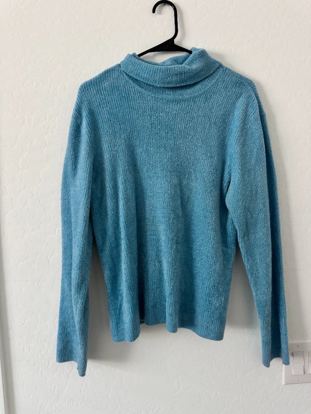Talbots Womens XL Blue Turtleneck Sweater Soft Fuzzy Knit Pullover Cozy - Picture 2 of 7